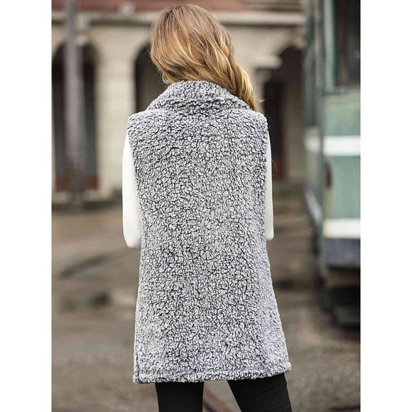 Longline Teddy Vest Jacket - Picture 8 of 11